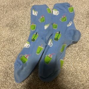 Matcha tea printed crew socks